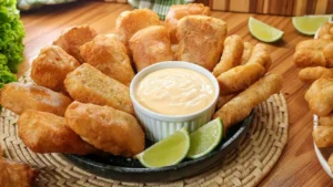 Tilápia Empanada com Molho Aioli Caseiro