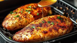 Frango com aspargos na airfryer que fica suculento e pronto em minutos