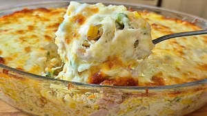 Arroz de Forno Cremoso com Bacon e Queijo Gratinado