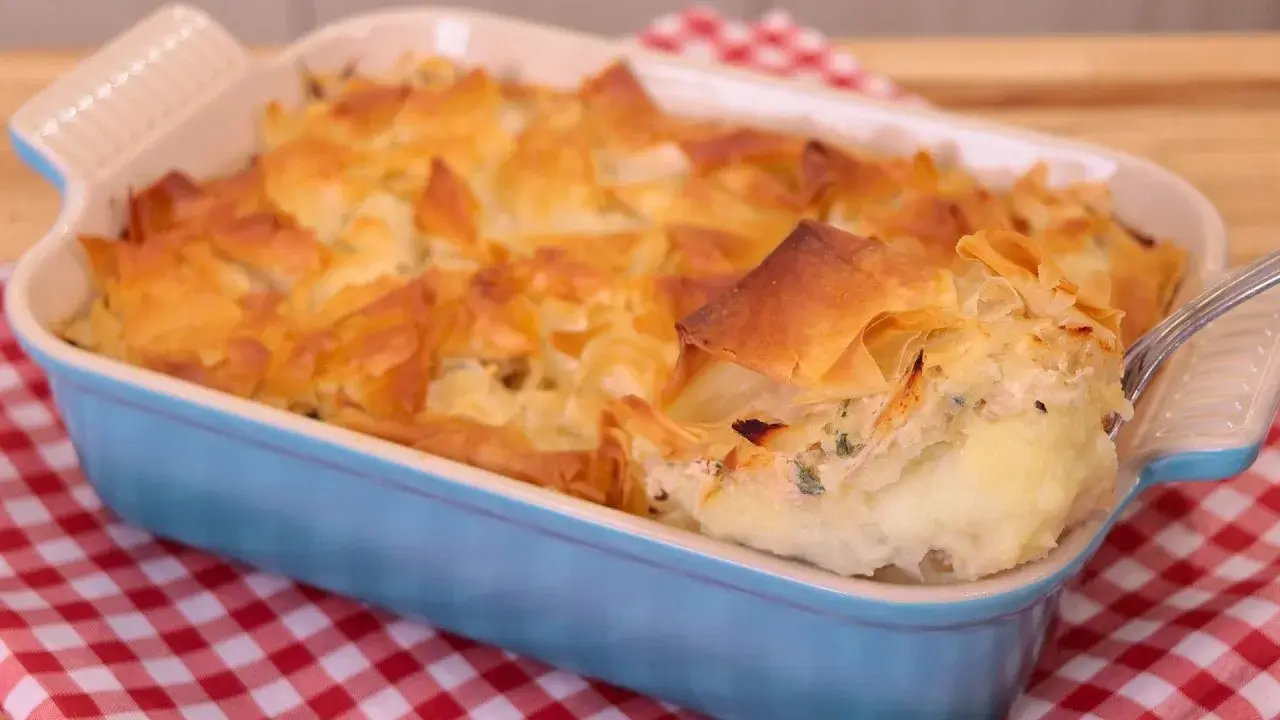 Bacalhau Cremoso com Purê e Massa Filo Crocante para Páscoa