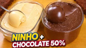 Recheio de Leite Ninho e Chocolate 50% para Bolos e Ovos de Páscoa com Textura Cremosa