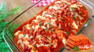 Salsicha Recheada com Queijo e Bacon Gratinado Veja