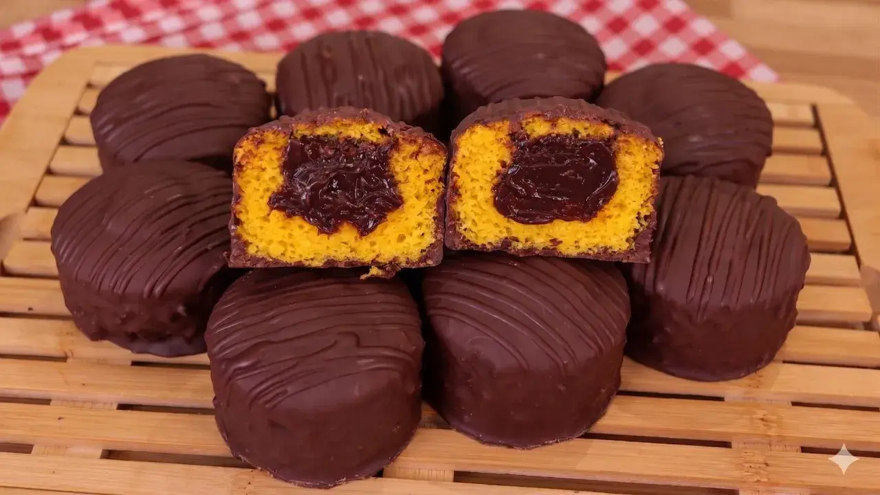 Bolo Bombom de Cenoura com Recheio Cremoso e Casquinha de Chocolate