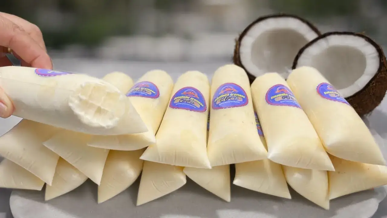 Geladinho de Coco Gourmet Super Cremoso com Pedaços da Fruta
